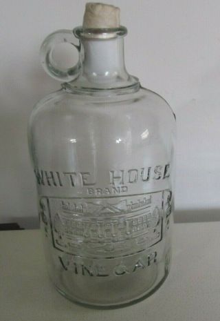 Vintage White House Vinegar 1/2 Gallon Jug Embossed Ring Handle