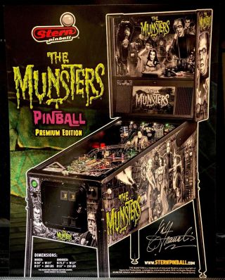 Autographed Stern The Munsters Premium Edition Pinball Flyer