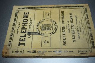 Antique 1918 Saskatchewan Telephone Directory Phonebook