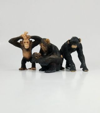 Schleich Chimpanzee Monkey Set Of 3 14697 14680 14679 Figure Toy Retired