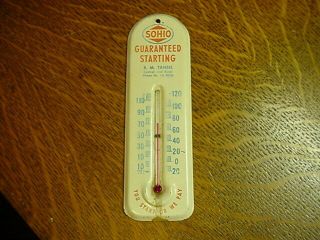 Vintage " Sohio " You Start Or We Pay Thermometer Rm Tansel Ph La - 0326 Toledo?