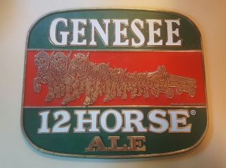 Genesee 12 Horse Ale 11.  5 By 9.  5 Vintage Sign Cool Graphics Rare Design