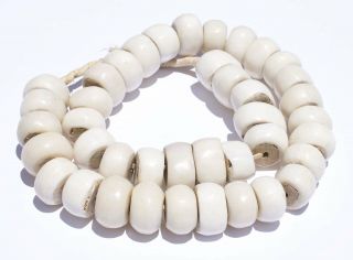 Polished Kenya White Bone Beads Large 21mm African Round Large Hole Handmade
