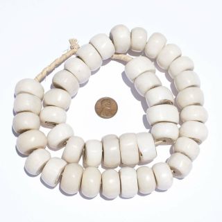 Polished Kenya White Bone Beads Large 21mm African Round Large Hole Handmade 3