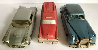 3 Vtg Toy Cars Metal Rolls Royce 1960 Ford Thunderbird Red Auburn Airport Car