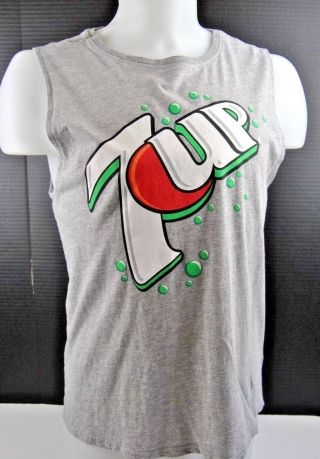 7 - Up 7up Soda Pop Heather Gray Mens Sleeveless Tank Top T - Shirt Size Medium M