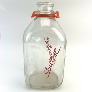 Vintage Sealtest Half Gallon Milk Jar Jug With Plastic Handle Deposit Bottle