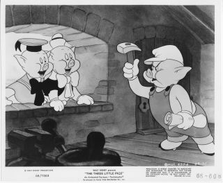 The Three Little Pigs Disney B/w Lobby Publicity Still Photo