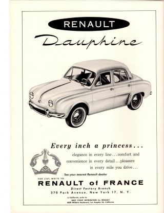 1956 Renault Dauphine Print Ad
