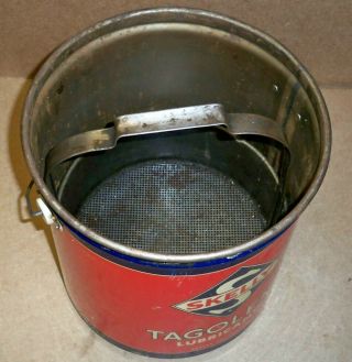 Vintage SKELLY Tagolene 5 Gallon Lubricant Tin Can w/ Parts Washer Tray / Bucket 7
