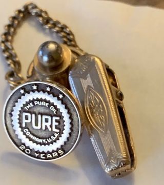 Scarce Pure Gas Oil 20 Year Service Lapel Pin Tie Tack10k Gold 1.  5 Grams Gold