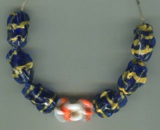 Rare Vintage Venetian Glass Beads Fancy Pinched Lampwork Beads