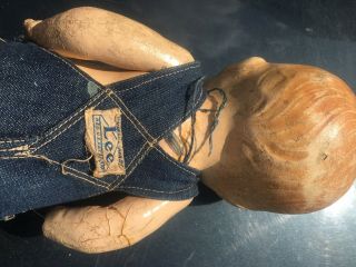 Vintage Buddy Lee Doll In Overalls Horrible Shape Very Old Lee Jeans 8
