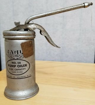 Vintage Eagle No.  58 Pump Oiler 5 Oz Capacity Made In Usa