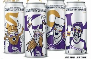 4x Miller Lite Aluminum Beer Can Cup Skol Minnesota Vikings Collectibles 16oz