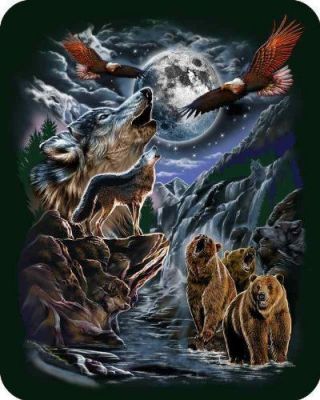 Hidden Wolves Wolf Sherpa Blanket Throw Very Thick Very Soft 50 X 60 Inches