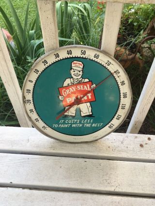 " Vintage " Gray Seal Paint Advertisement Thermometer