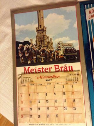 Vintage 1967 Metal Meister Brau Beer Sign Calendar Bar Display Sign Rare