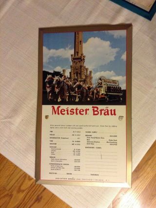 vintage 1967 metal MEISTER BRAU BEER SIGN CALENDAR BAR DISPLAY SIGN RARE 2