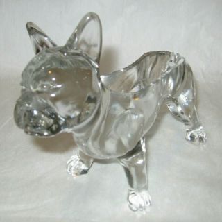 Vintage Clear Glass Candy Dish Heavy French Bulldog Boston Terrier No Lid Vgc