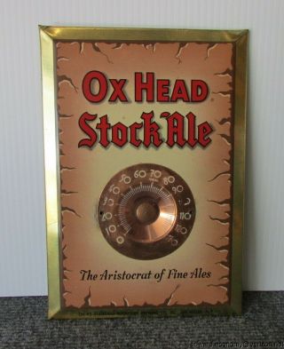 Vintage Sign Ox Head Stock Ale Beer Thermometer Standard Brewing Co.  N.  Y.