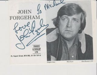 John Forgeham (crossroads,  Italian Job) Signed Agents Pic 6x4 & Ian Flintoff