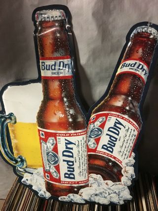 Budweiser Bud Dry Vintage Metal Beer Sign