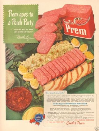 1940s Vintage Swifts Prem Canned Meat Party Deli Tray Catering Food Kitchen Ad