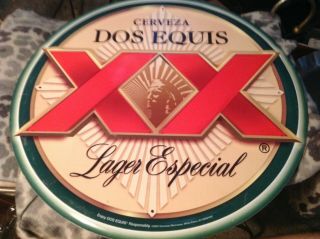 Dos Equis Lager Especial Metal Embossed Beer Sign 16 "
