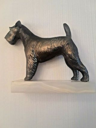 Airedale Terrier Brass Statue On Marble Base Vintage And Signed