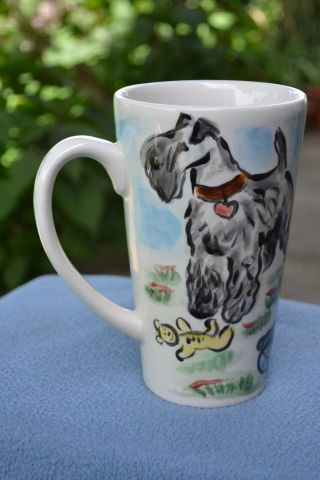 Kerry Blue Terrier.  Handpainted Ceramic Mug.  Ooak.  Look