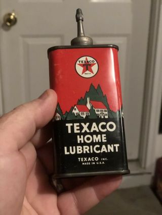 Vintage Texaco Lead Top Home Lubricant Oil Can Handy Oiler.  Gas Station.  1950’s