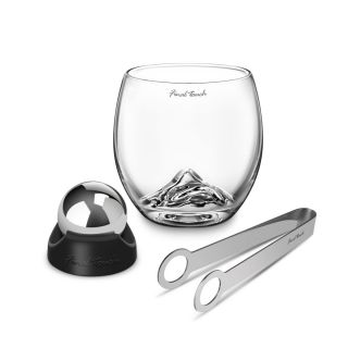 Final Touch On The Rock Glass 4 Piece Steel Edition Drinking Whisky Gift Set Uk
