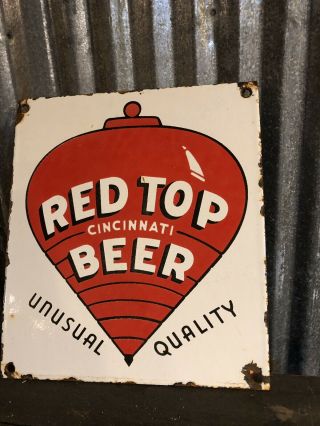 Vintage Red Top Beer Porcelain Soda Sign Dad’s Root Stag Brewery Bar Tavern Old