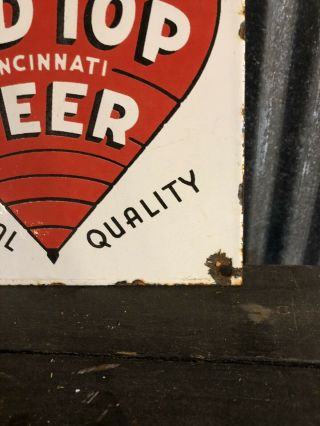 Vintage Red Top Beer Porcelain Soda Sign Dad’s Root Stag Brewery Bar Tavern Old 2
