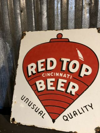 Vintage Red Top Beer Porcelain Soda Sign Dad’s Root Stag Brewery Bar Tavern Old 4