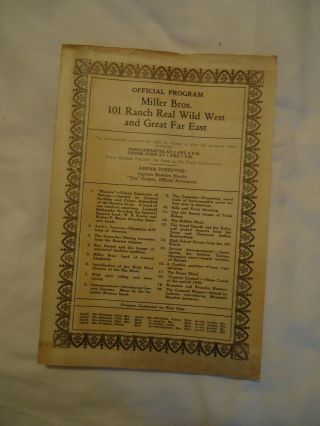 Miller Bros 101 Ranch Real Wild West & Great Far East Program Circa Early 1900 