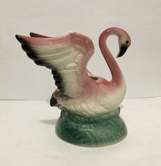 Vintage Ceramic Pink Flamingo Madour Of California Pottery Planter 1945 (jw20)