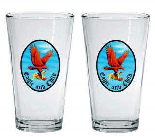 Eagle And Child Pint Beer Glasses Tolkien Tolkein Lewis The Inklings Gandalf