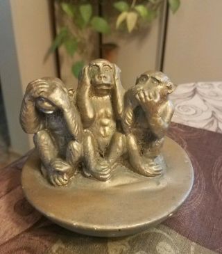 Fine Vintage 3 Wise Monkeys Figurine See No Evil,  Speak No Evil,  & Hear No Evil