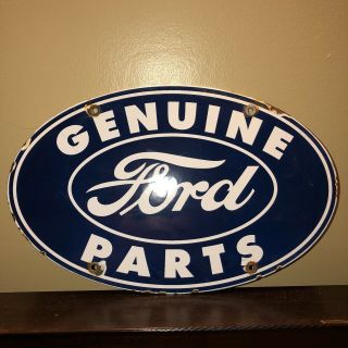 Vintage Ford Parts Porcelain Sign Sales Service Gas Oil