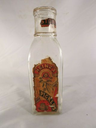 Vintage 1882 era F & J Heinz ' s Pickle Glass Jar with label s Keystone Pickles 3