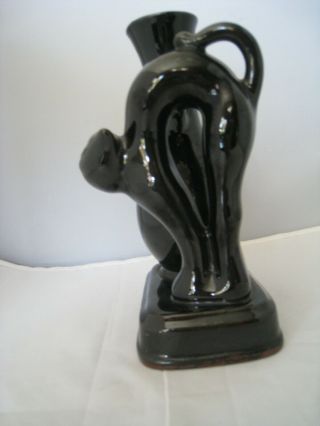 Black Scaredy Cat and Vase Ceramic Glazed Mid Century 2