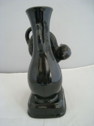 Black Scaredy Cat and Vase Ceramic Glazed Mid Century 4