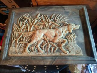 Rare Vintage Pointer Hunting Dog Box And Lid And Dividers Inside.