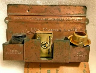 Aladdin Mantle Lamp Copper Plated Match Holder Oil Advertising Wick Premium Ad