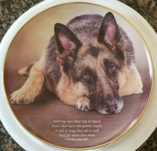 Danbury German Shepherd Adoring Eyes Dog Plate Certificate