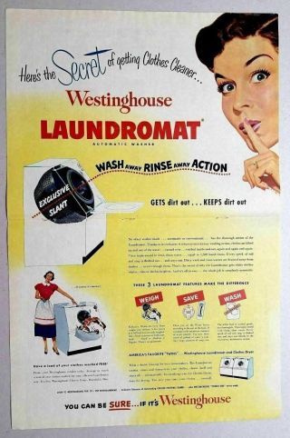 1951 Print Ad The Westinghouse Laundromat Automatic Washer Mansfield,  Ohio
