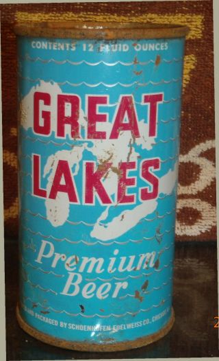 1950s Great Lakes Flat Top Beer Can Schoenfen Edelweiss Chicago Il White Lakes