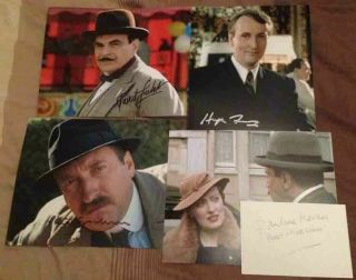 Poirot - David Suchet,  Hugh Fraser,  Philip Jackson,  Moran - 4 Hand Signed Items